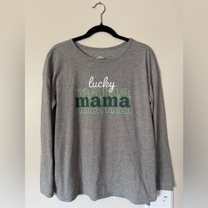 Grey Lucky Mama Long Sleeve Shirt - Women’s Medium